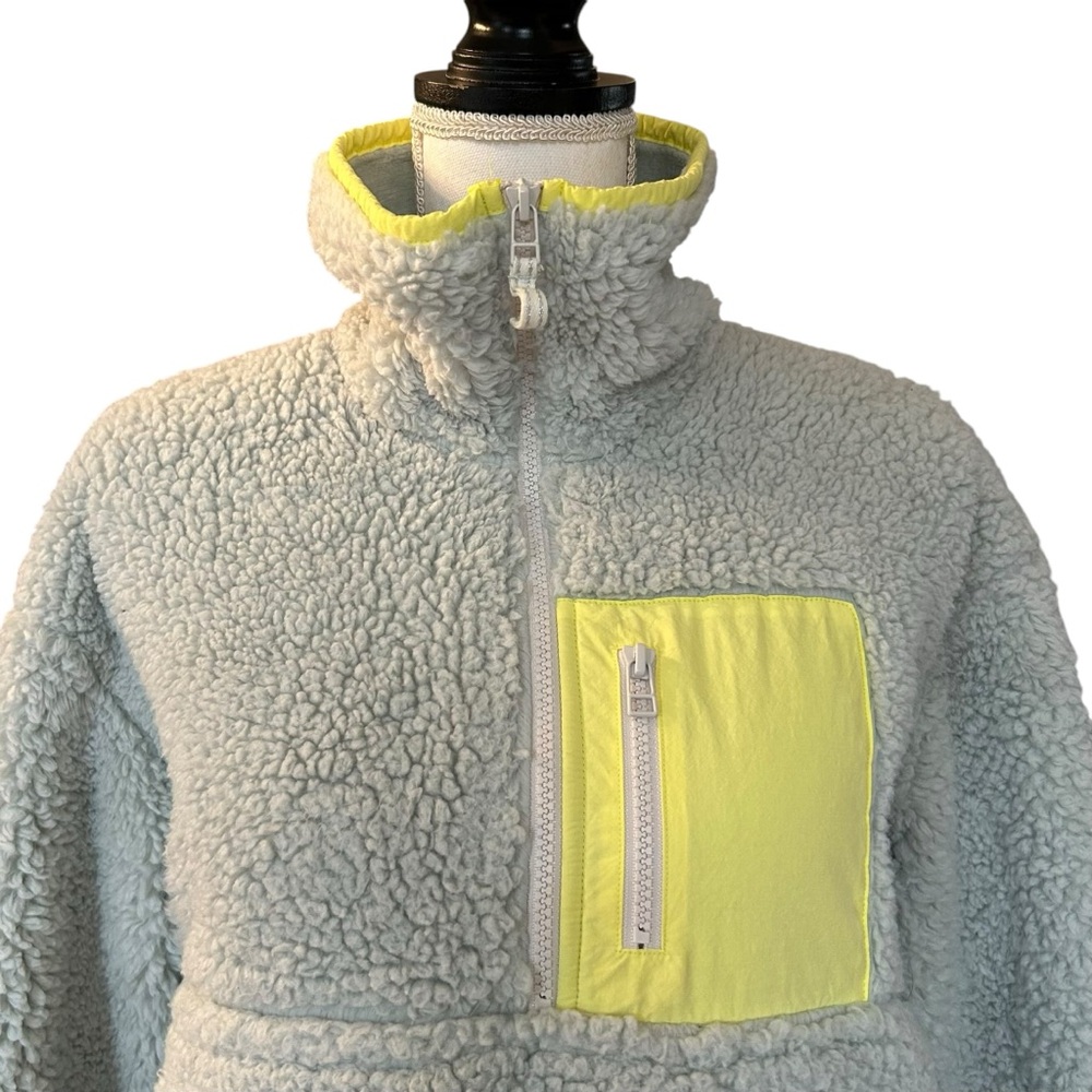 Anthropologie Half Zip Fleece Pullover Teddy Sherpa Women’s SZ Small Gray Cozy - Picture 4 of 11
